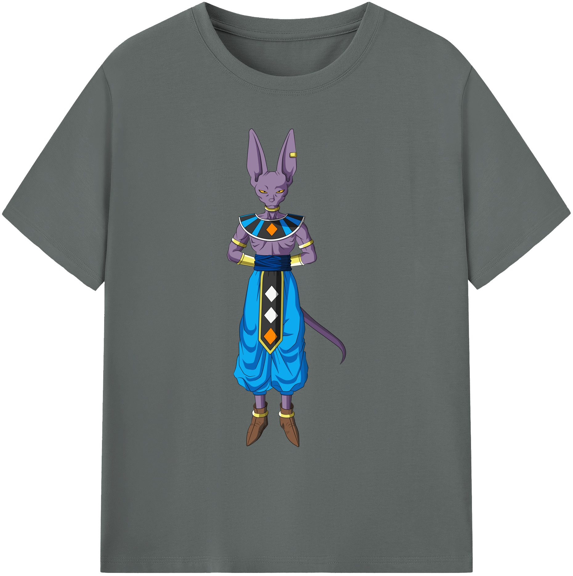 （画像用） ドラゴンボール ビルス 破壊神ビルス DRAGON BALL Beerus Birusu 綿100％ メンズ半袖Tシャツ｜肌触りやわらか＆通気性